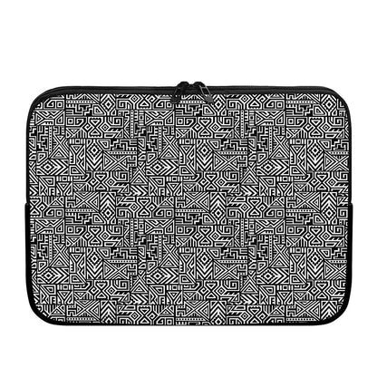 Black And White Geometric African Print Laptop Sleeve