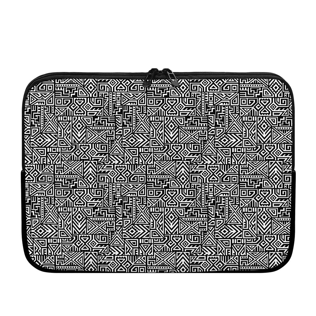Black And White Geometric African Print Laptop Sleeve