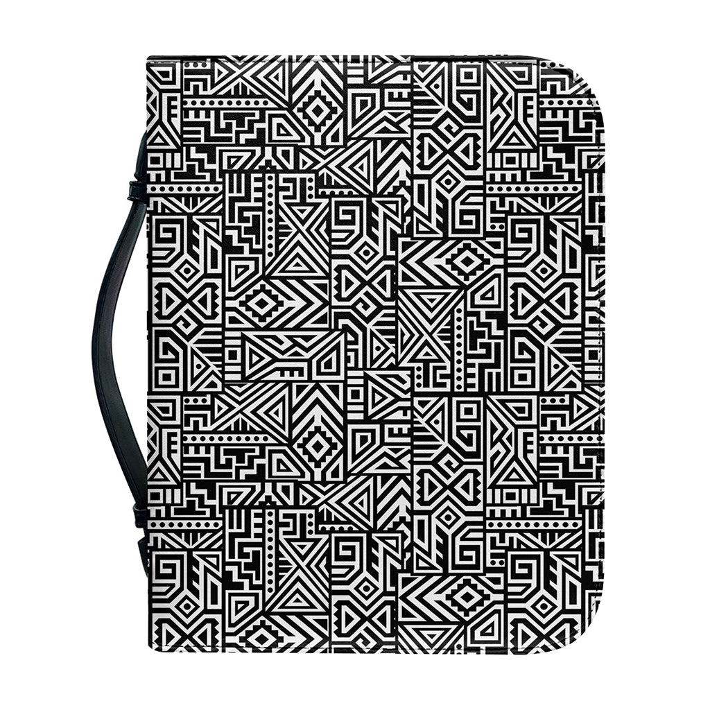 Black And White Geometric African Print Leather Bible Cover