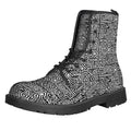 Black And White Geometric African Print Lace-Up Boots
