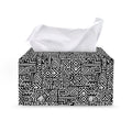 Black And White Geometric African Print Leather Tissue Box Cover