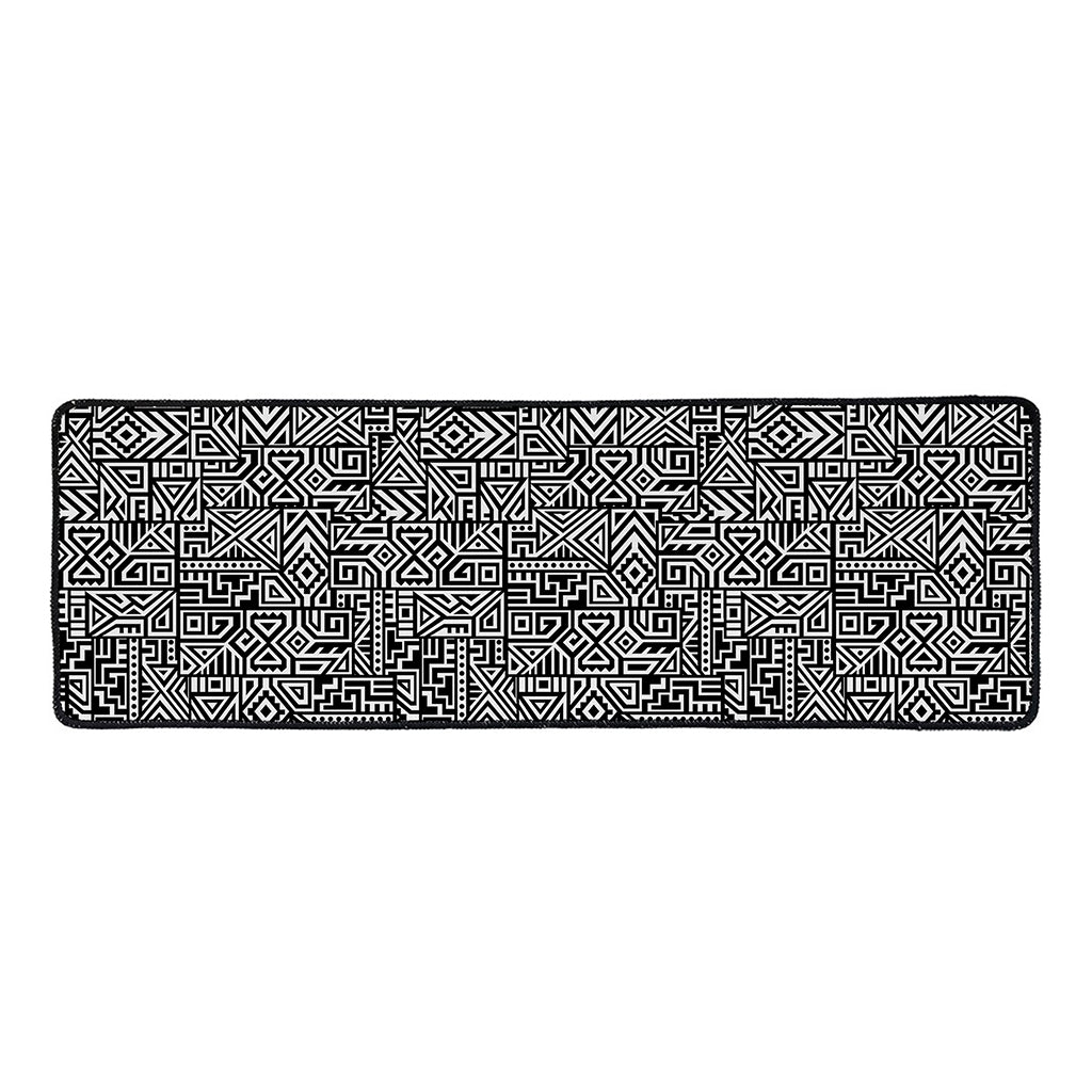 Black And White Geometric African Print Long Kitchen Mat