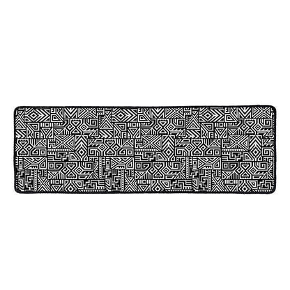Black And White Geometric African Print Long Kitchen Mat