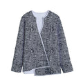 Black And White Geometric African Print Long Sleeve Short Coat