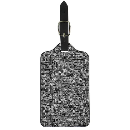 Black And White Geometric African Print Luggage Tag