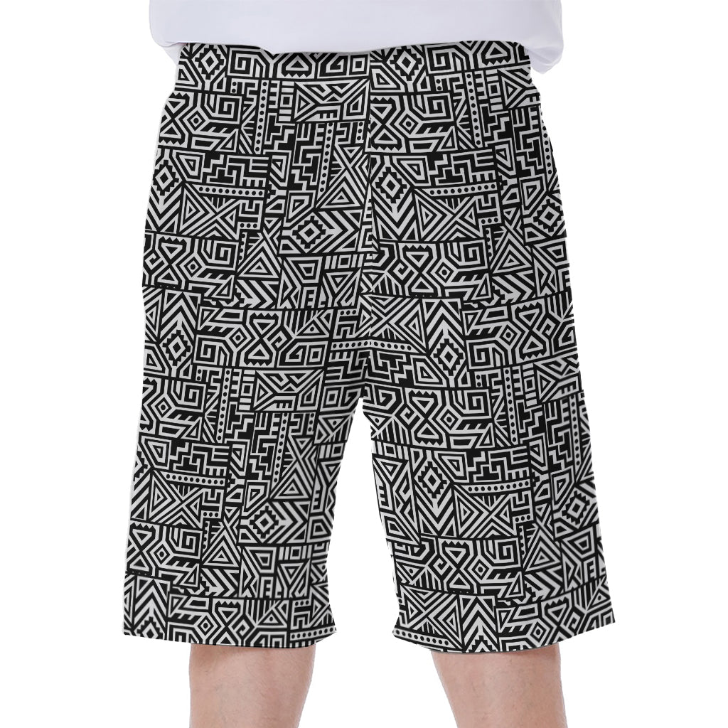 Black And White Geometric African Print Men's Beach Shorts