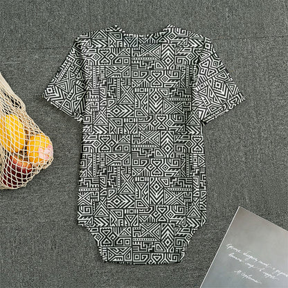 Black And White Geometric African Print Men's Bodysuit