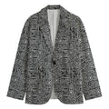 Black And White Geometric African Print Men's Cotton Blazer