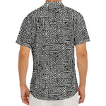 Black And White Geometric African Print Men's Deep V-Neck Shirt