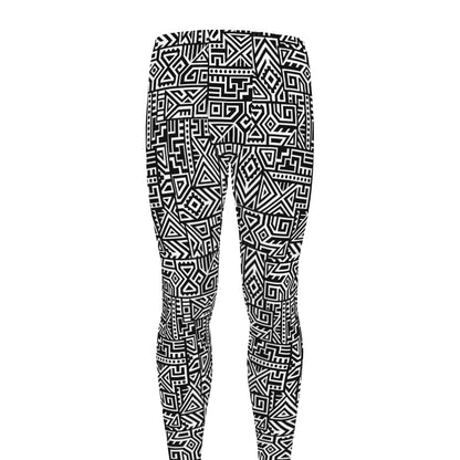 Black And White Geometric African Print Men's leggings