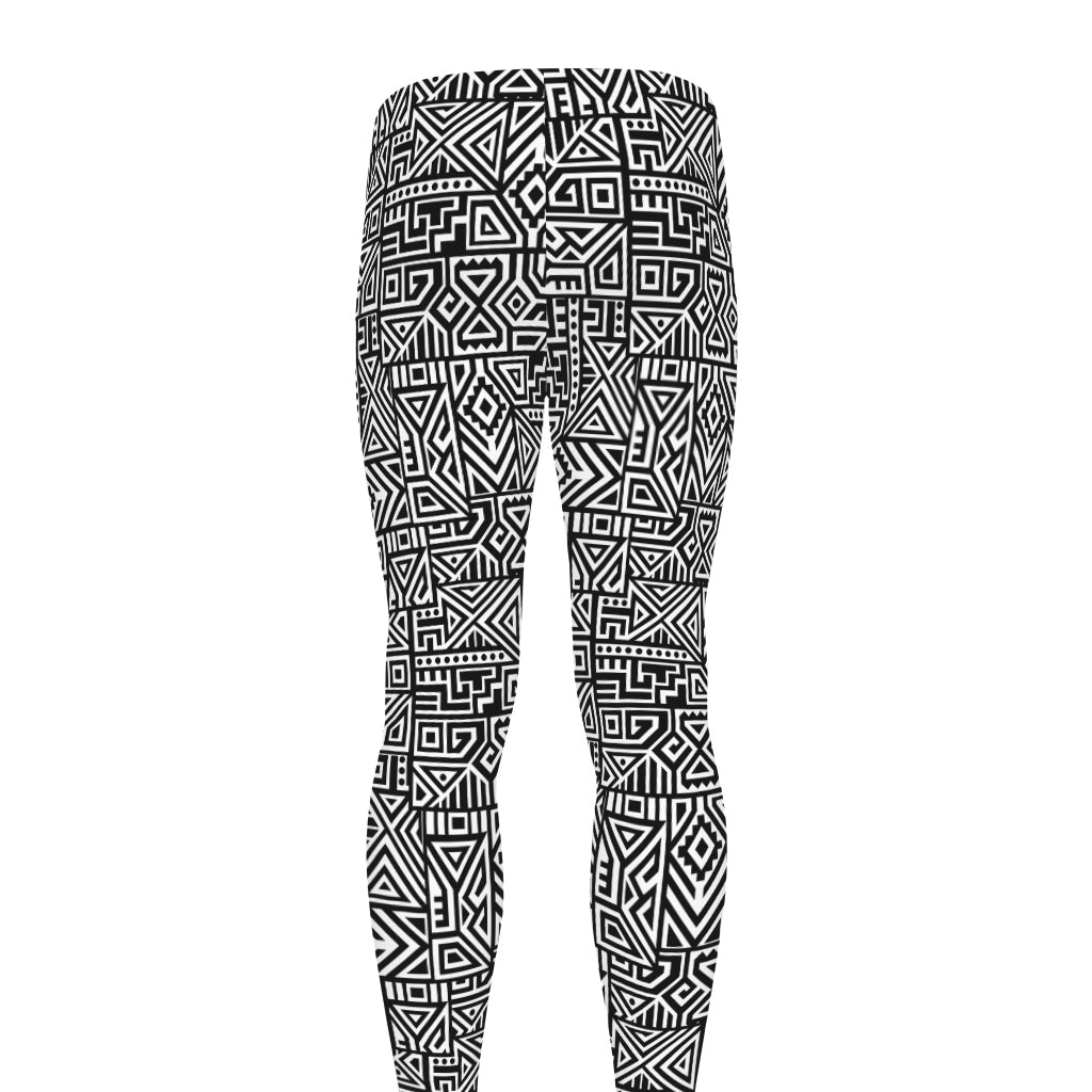 Black And White Geometric African Print Men's leggings