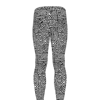 Black And White Geometric African Print Men's leggings