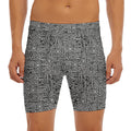 Black And White Geometric African Print Men's Long Boxer Briefs