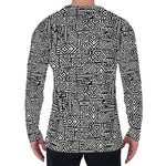 Black And White Geometric African Print Men's Long Sleeve T-Shirt