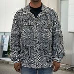 Black And White Geometric African Print Men's Shirt Jacket