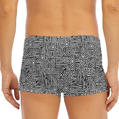 Black And White Geometric African Print Men's Short Boxer Briefs