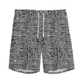 Black And White Geometric African Print Men's Athletic Shorts