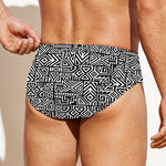 Black And White Geometric African Print Men's Swim Briefs