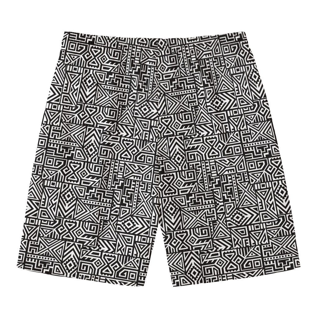 Black And White Geometric African Print Men's Swim Trunks