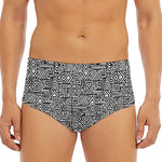 Black And White Geometric African Print Men's Triangle Swim Briefs