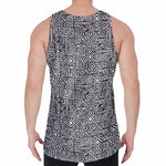 Black And White Geometric African Print Men's Velvet Tank Top
