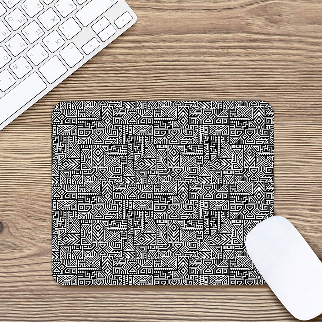 Black And White Geometric African Print Mouse Pad