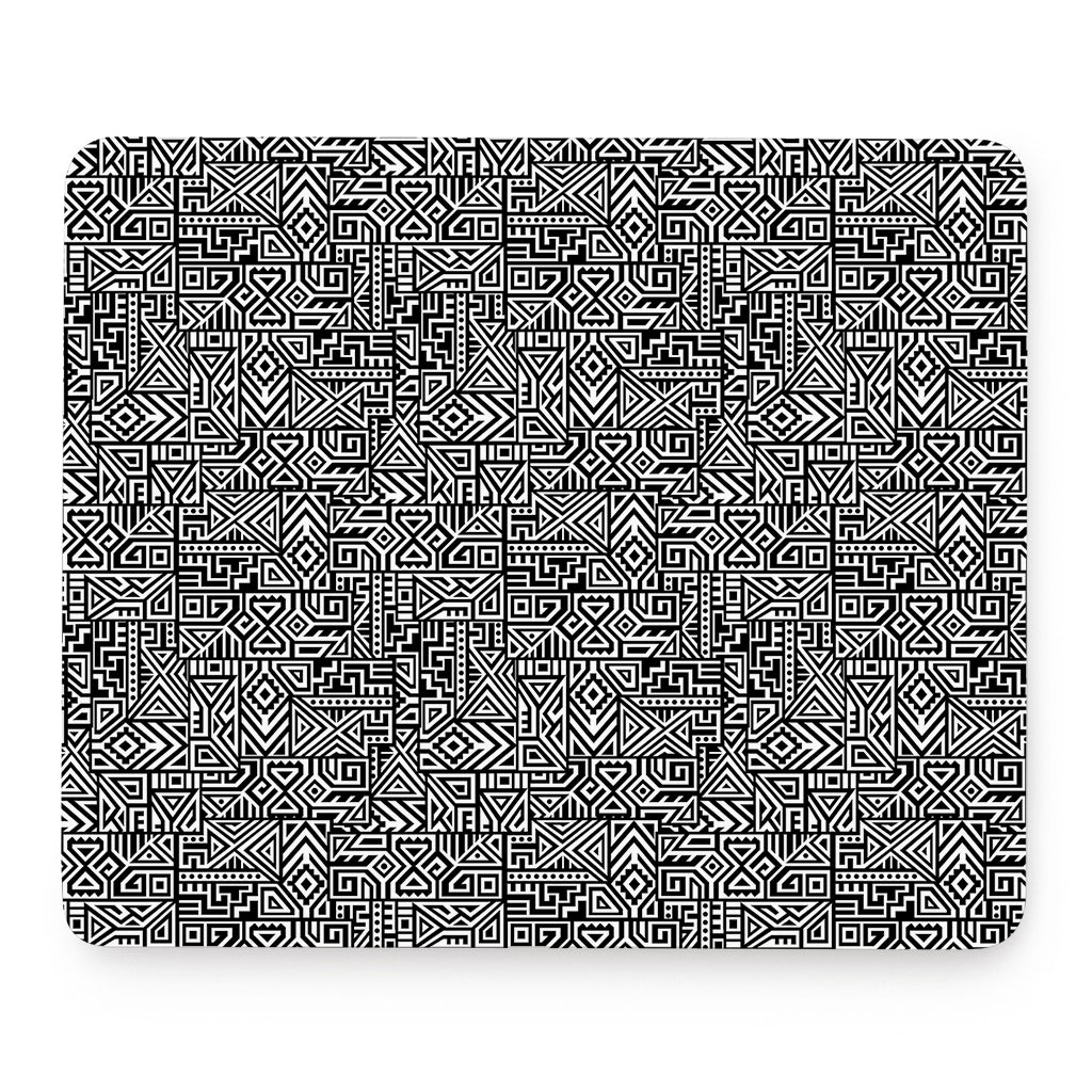 Black And White Geometric African Print Mouse Pad