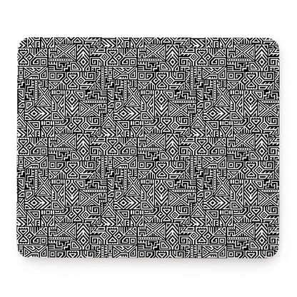 Black And White Geometric African Print Mouse Pad