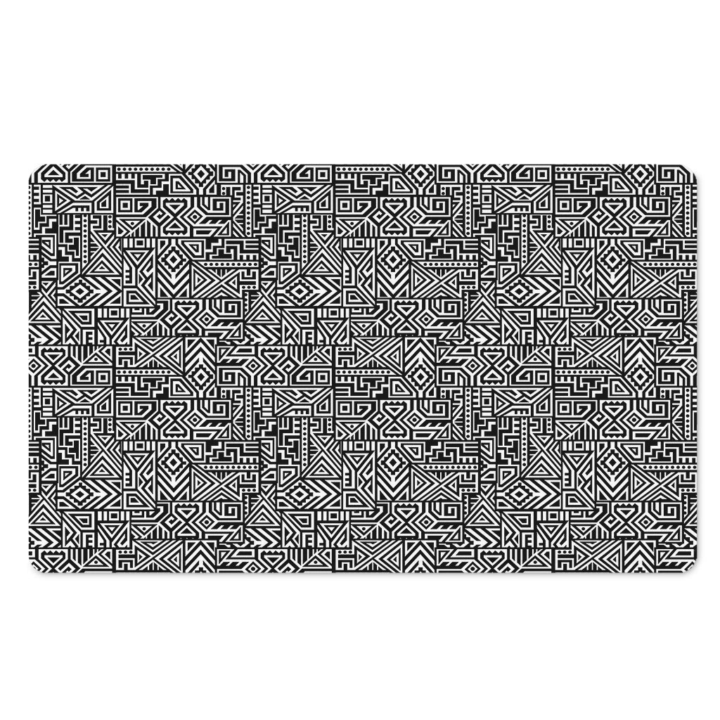 Black And White Geometric African Print Polyester Doormat