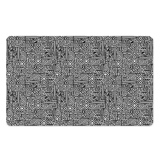 Black And White Geometric African Print Polyester Doormat