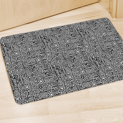 Black And White Geometric African Print Polyester Doormat