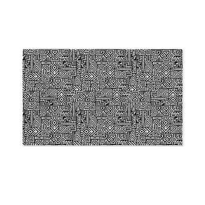 Black And White Geometric African Print Polyester Flag