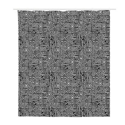 Black And White Geometric African Print Polyester Shower Curtain