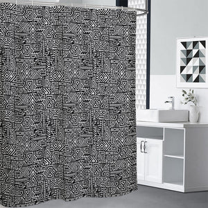 Black And White Geometric African Print Premium Shower Curtain