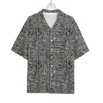 Black And White Geometric African Print Rayon Hawaiian Shirt