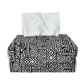 Black And White Geometric African Print Rectangle Tissue Box Cover