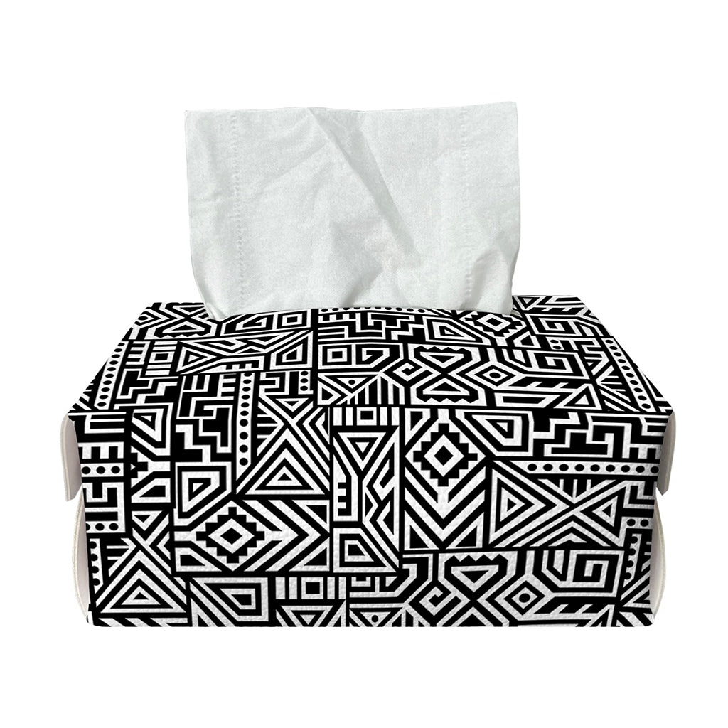 Black And White Geometric African Print Rectangle Tissue Box Cover