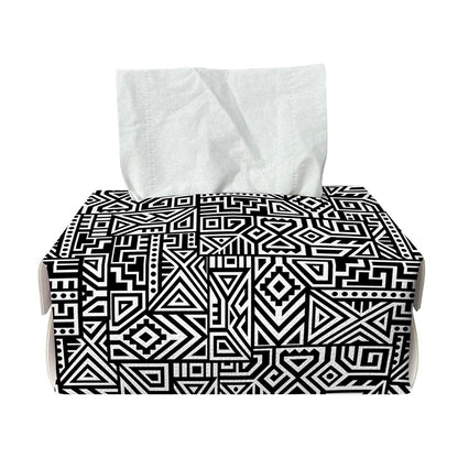 Black And White Geometric African Print Rectangle Tissue Box Cover