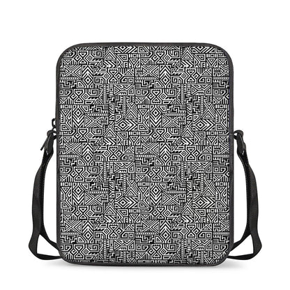 Black And White Geometric African Print Rectangular Crossbody Bag