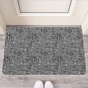 Black And White Geometric African Print Rubber Doormat