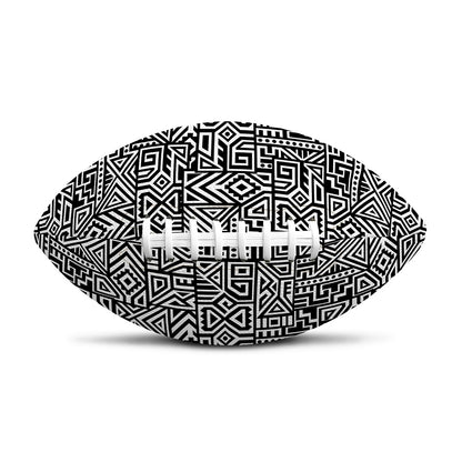 Black And White Geometric African Print Rugby Ball