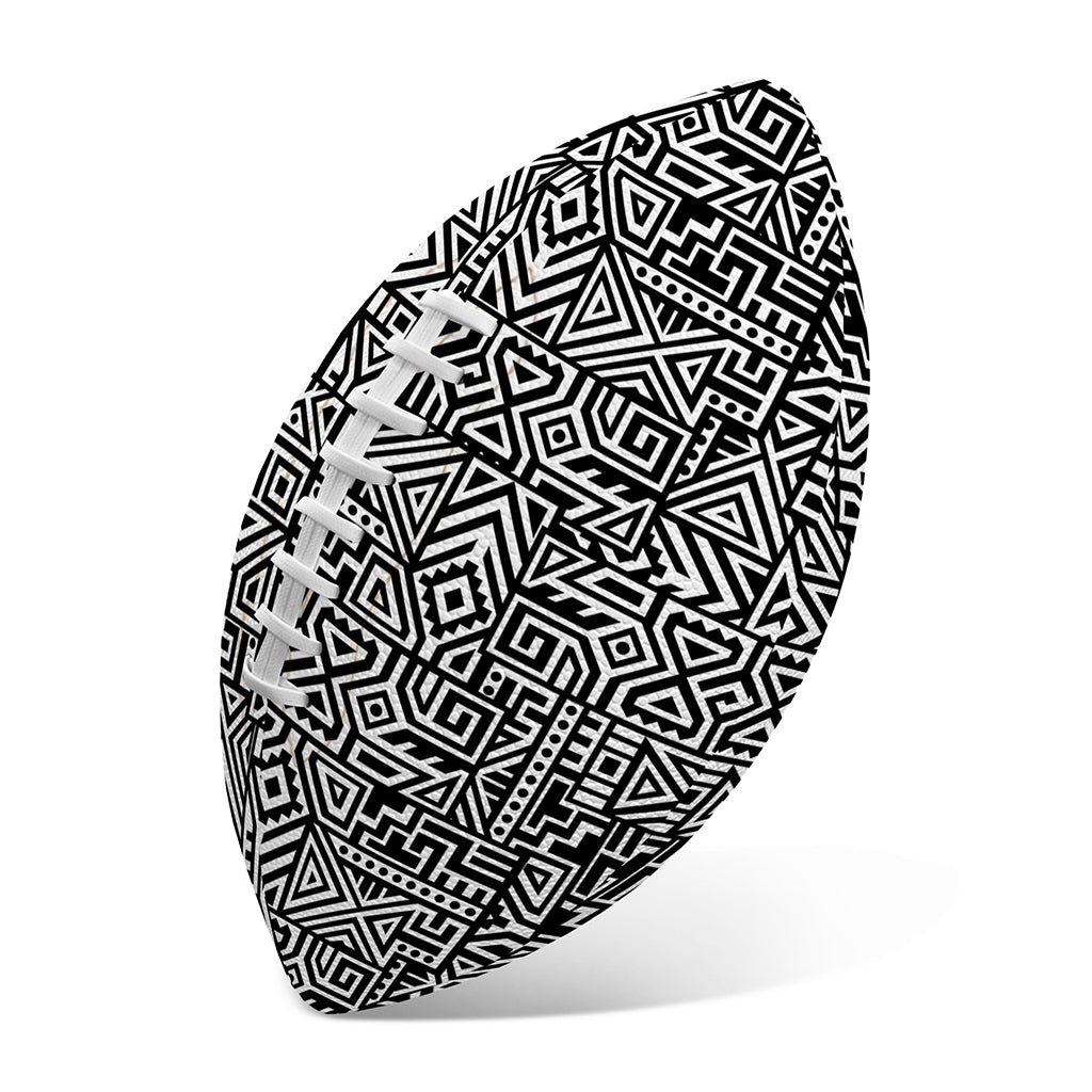 Black And White Geometric African Print Rugby Ball