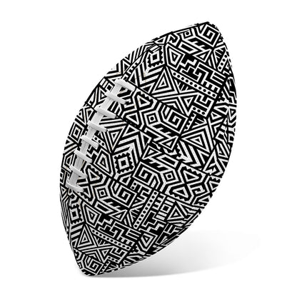 Black And White Geometric African Print Rugby Ball