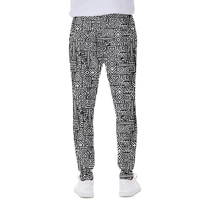 Black And White Geometric African Print Scuba Joggers
