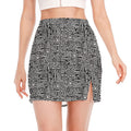 Black And White Geometric African Print Side Slit Mini Skirt
