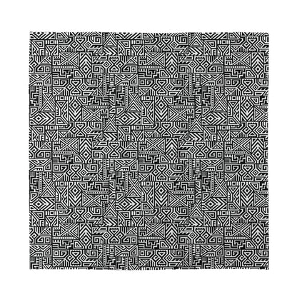 Black And White Geometric African Print Silk Bandana