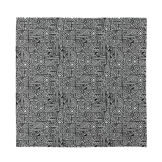 Black And White Geometric African Print Silk Bandana