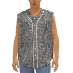 Black And White Geometric African Print Sleeveless Baseball Jersey