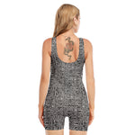 Black And White Geometric African Print Sleeveless One Piece Swimsuit