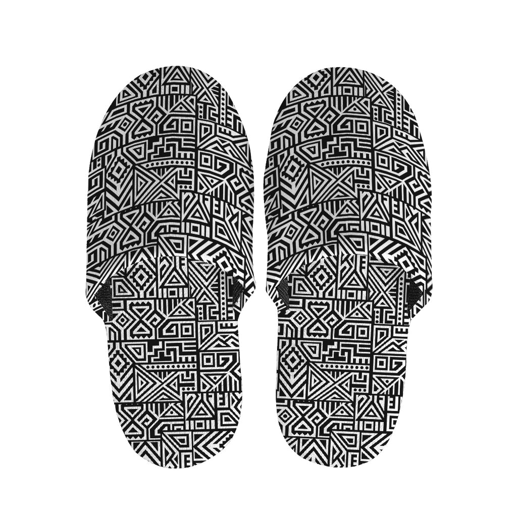 Black And White Geometric African Print Slippers
